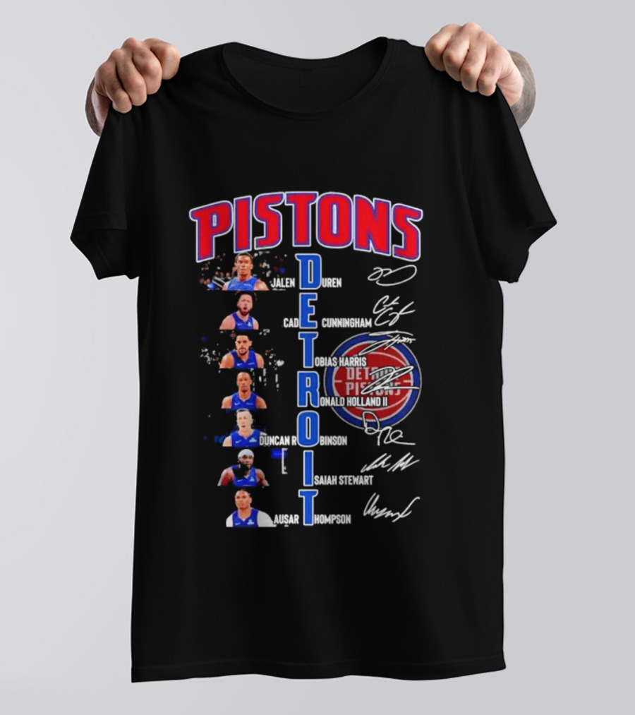 Detroit Pistons Jalen Duren Cade Cunningham Bojan Bogdanovic Isaiah Stewart Jaden Ivey Ausar Thompson Signatures T-Shirt