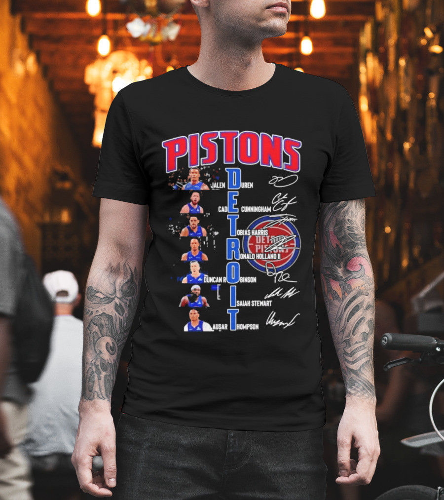 Detroit Pistons Jalen Duren Cade Cunningham Bojan Bogdanovic Isaiah Stewart Jaden Ivey Ausar Thompson Signatures T-Shirt