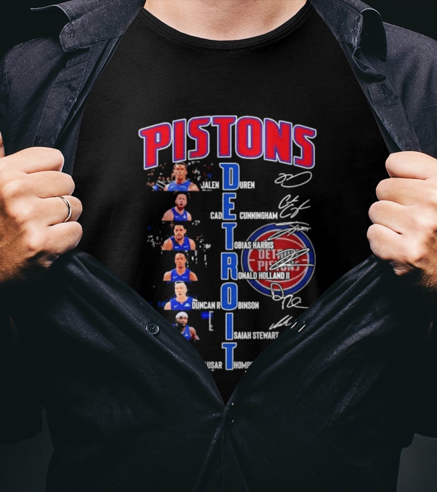 Detroit Pistons Jalen Duren Cade Cunningham Bojan Bogdanovic Isaiah Stewart Jaden Ivey Ausar Thompson Signatures T-Shirt