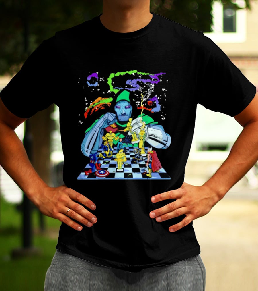 Doctor Doom Strategic Chess Battle With Marvel Heroes T-Shirt