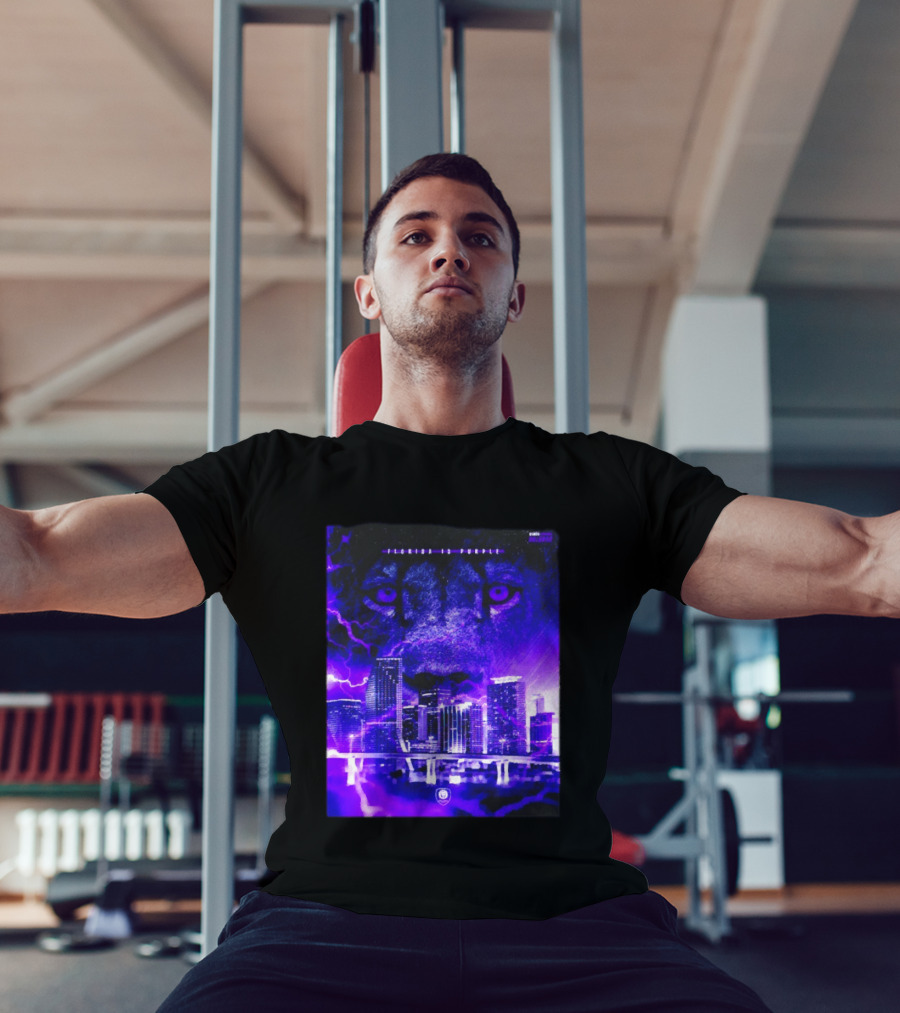 Florida Is Purple Orlando City SC Lion City Skyline Lightning T-Shirt