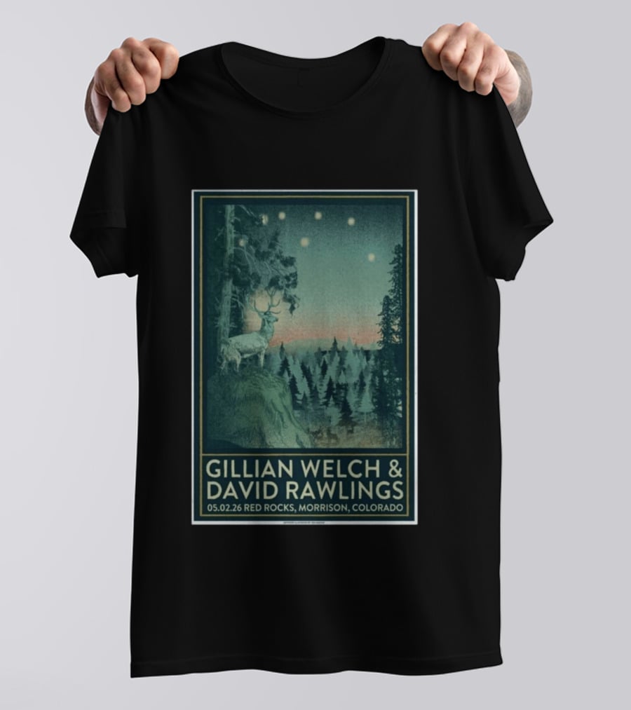 Gillian Welch & David Rawlings Red Rocks Morrison Colorado May 02 2026 T-Shirt
