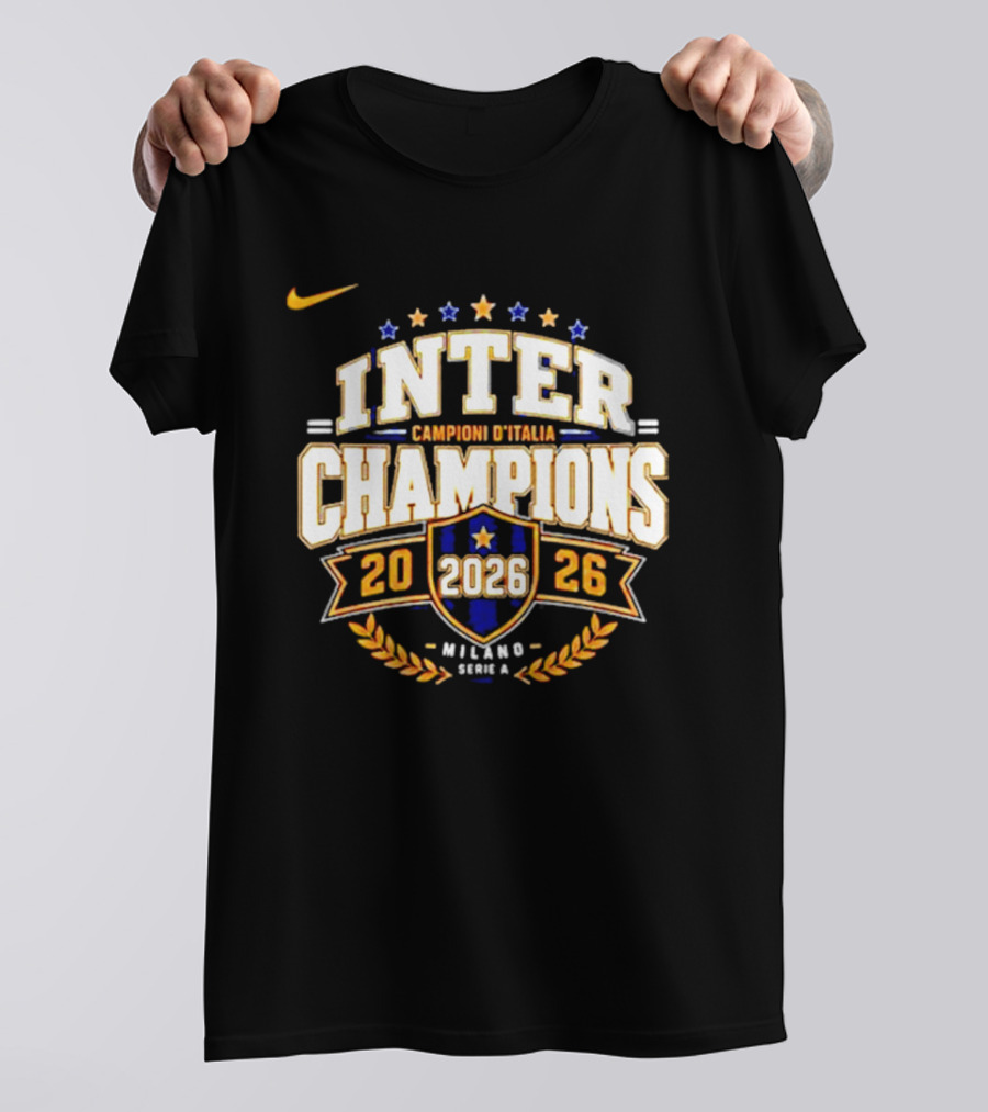 Inter Champions Campioni D'Italia 2026 Nike Serie A Milano T-Shirt