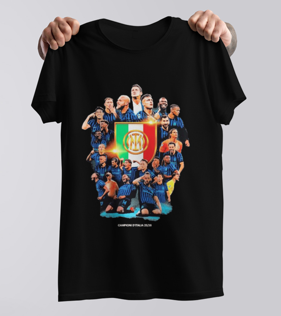 Inter Milan FC 2025 2026 Campioni D'Italia Celebration Squad T-Shirt