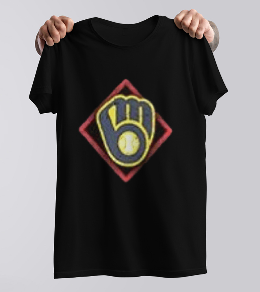 Milwaukee Brewers America's Pastime Black Americana Baseball Glove T-Shirt