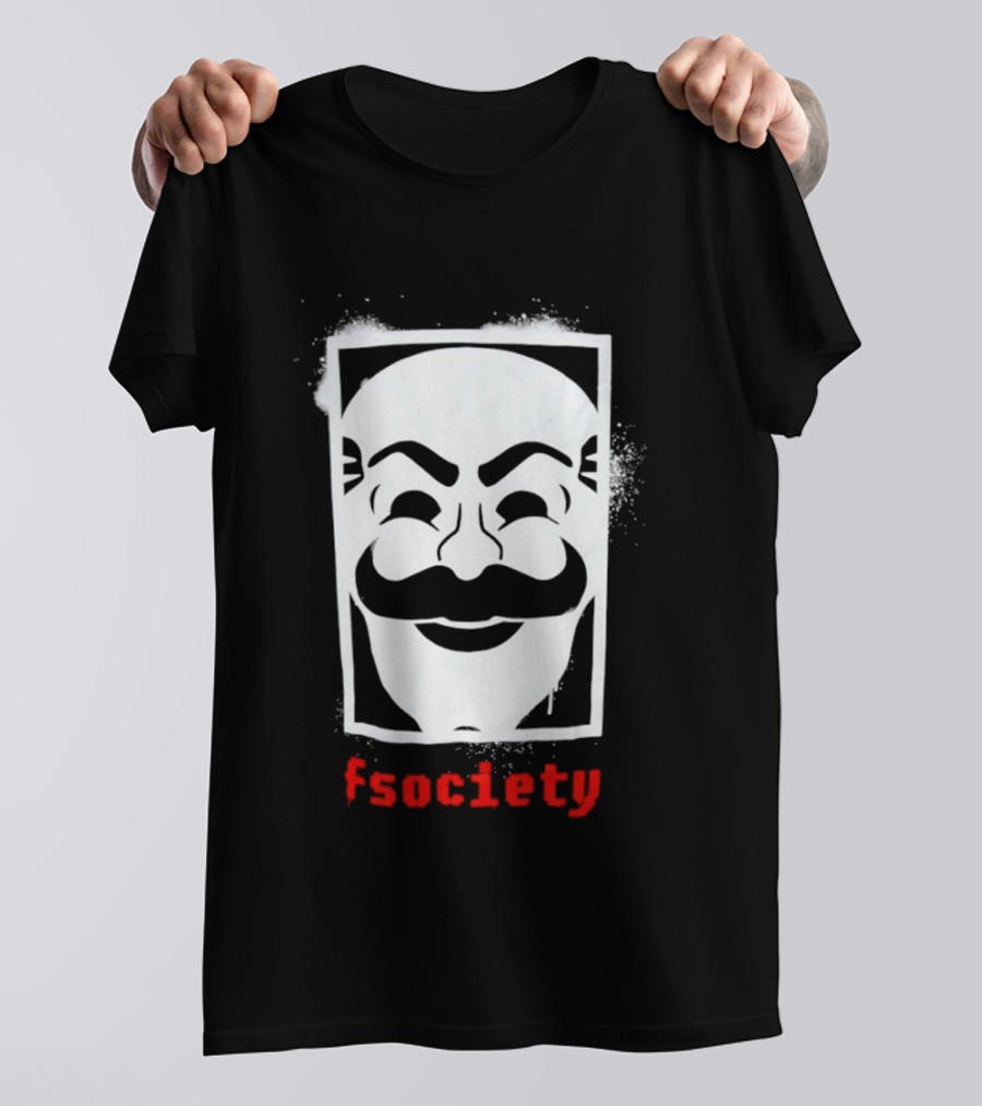 Mr Robot Fsociety Mask White Face Red T-Shirt