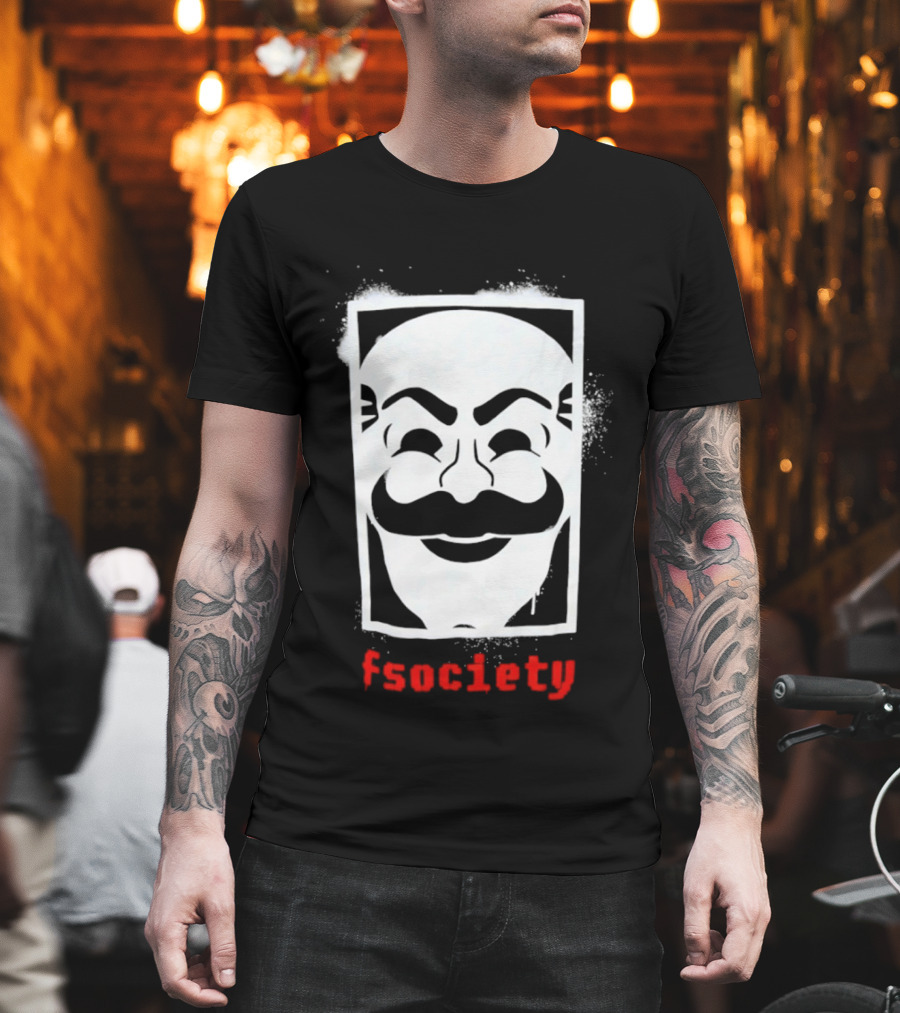 Mr Robot Fsociety Mask White Face Red T-Shirt