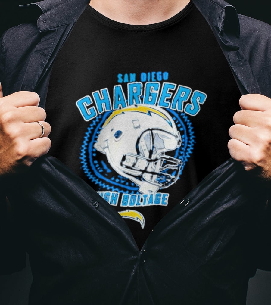 San Diego Chargers High Boltage Helmet Football NFL Team Gear T-Shirt