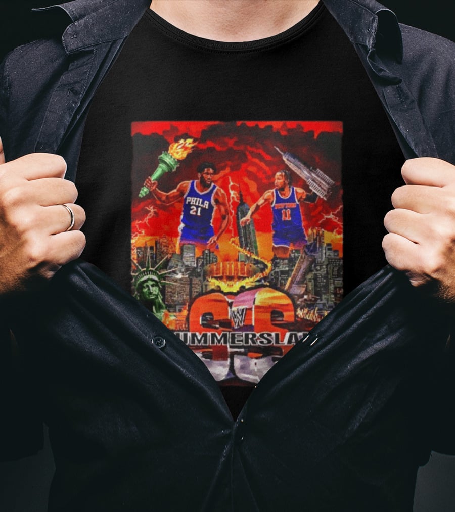 Summerslam Joel Embiid Vs Jalen Brunson NYC Showdown T-Shirt