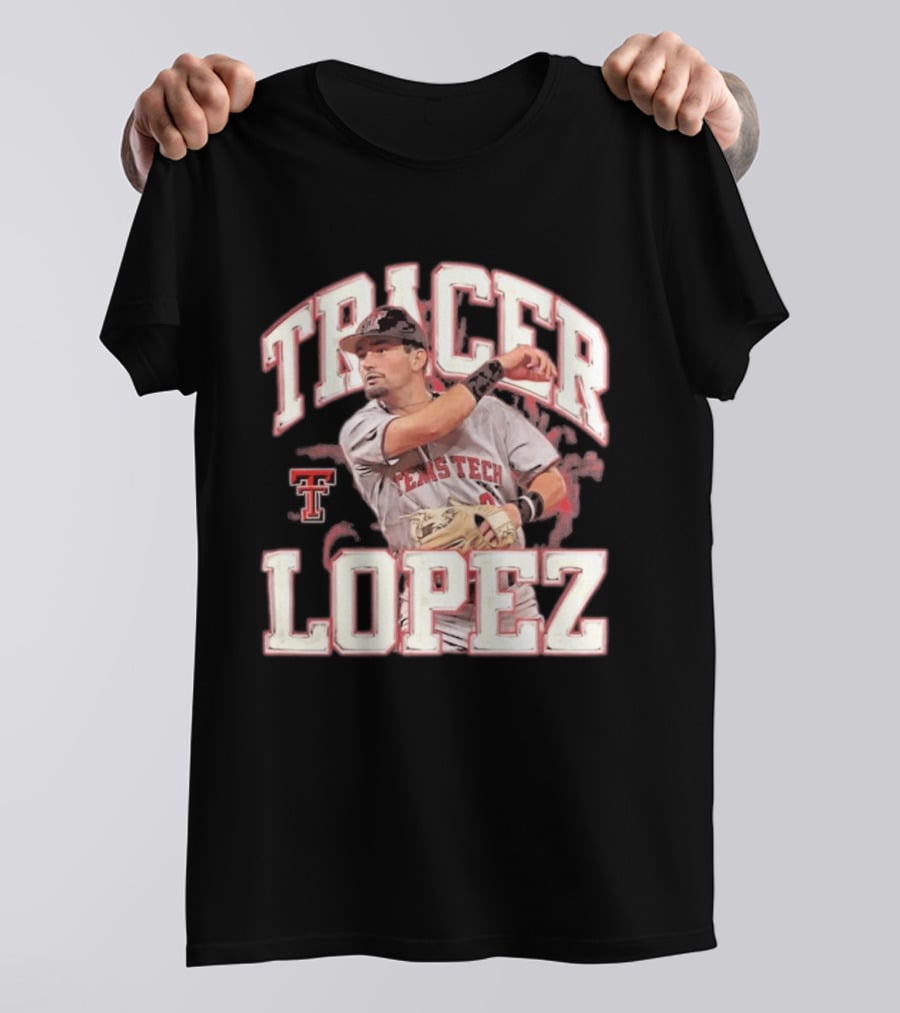 Texas Tech Tracer Lopez Baseball NCAA Collage T-Shirt