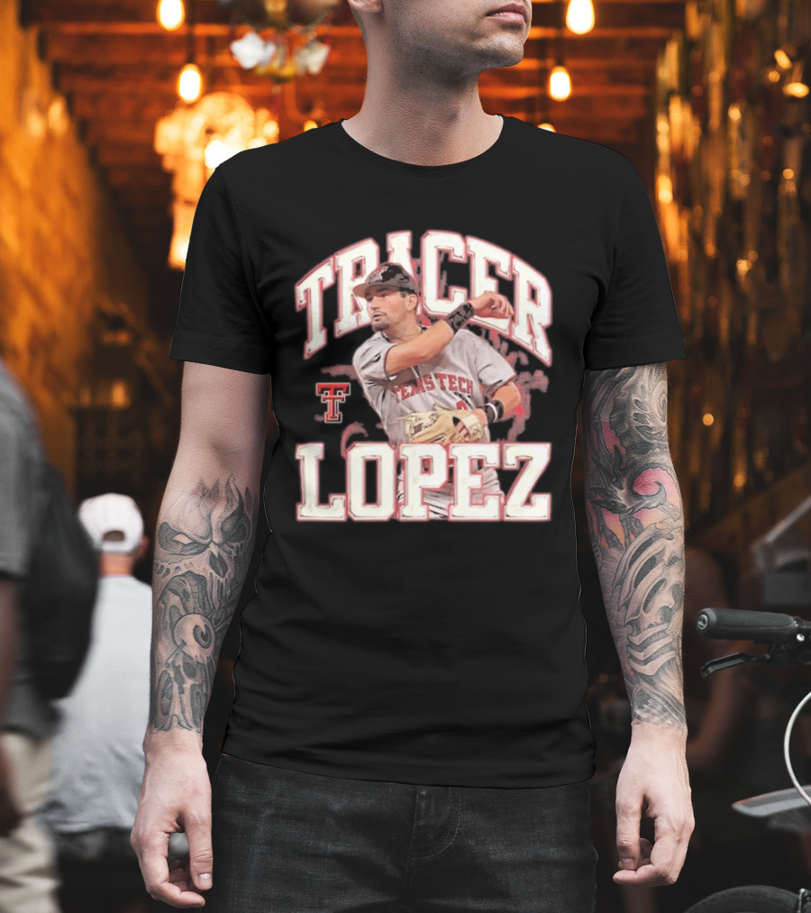 Texas Tech Tracer Lopez Baseball NCAA Collage T-Shirt