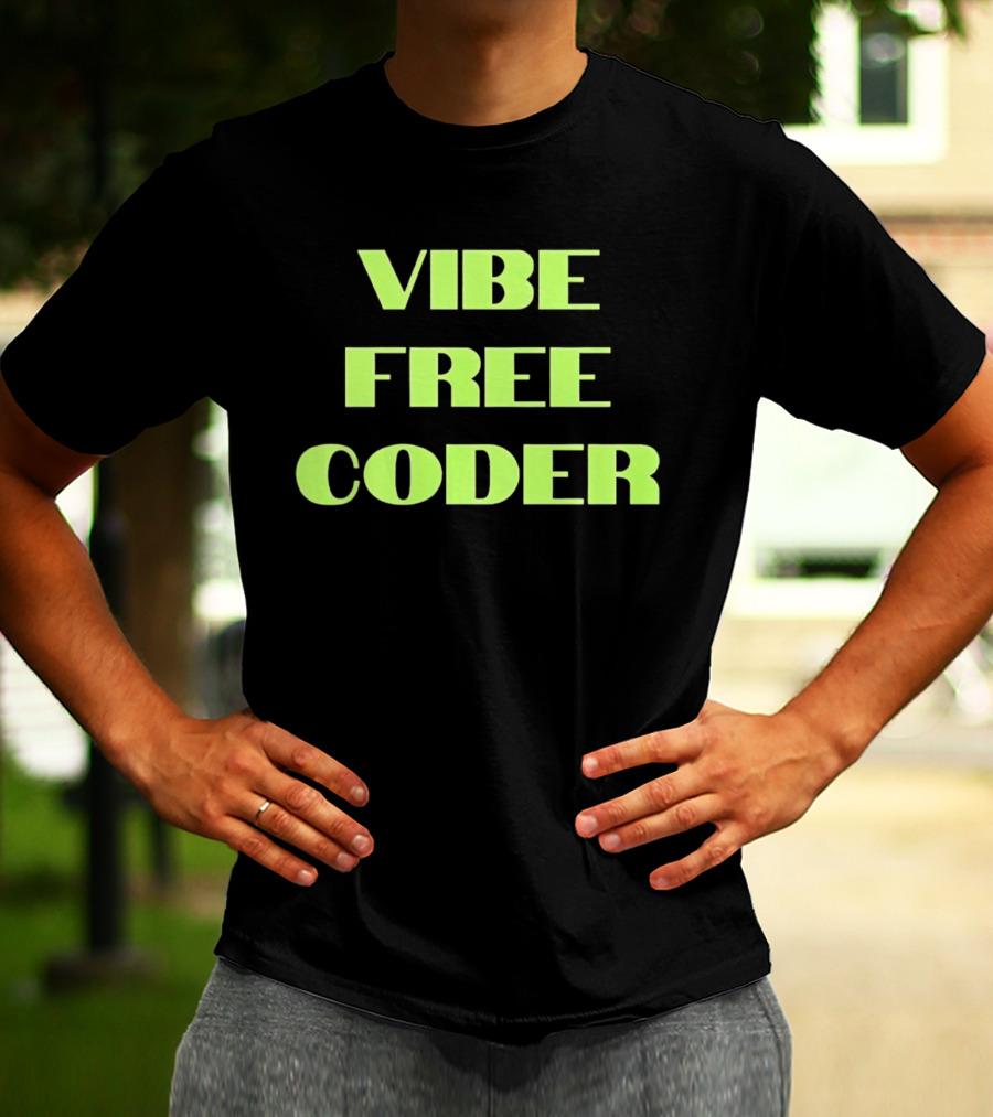 Vibe Free Coder Retro Neon T-Shirt