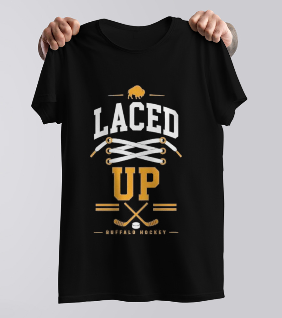 Buffalo Sabres Laced Up Hockey Sticks T-Shirt