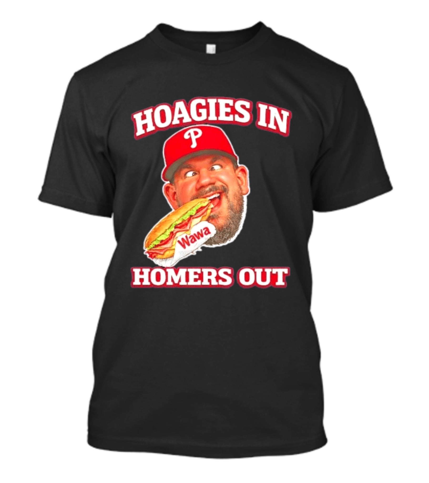 Hoagies In Homers Out Wawa Philadelphia Baseball Player Eating Sandwich T-Shirt