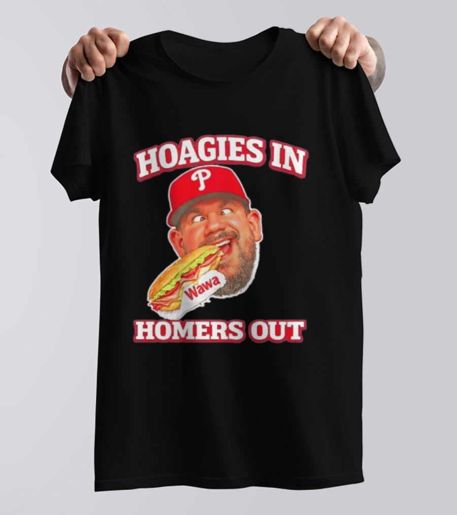 Hoagies In Homers Out Wawa Philadelphia Baseball Player Eating Sandwich T-Shirt