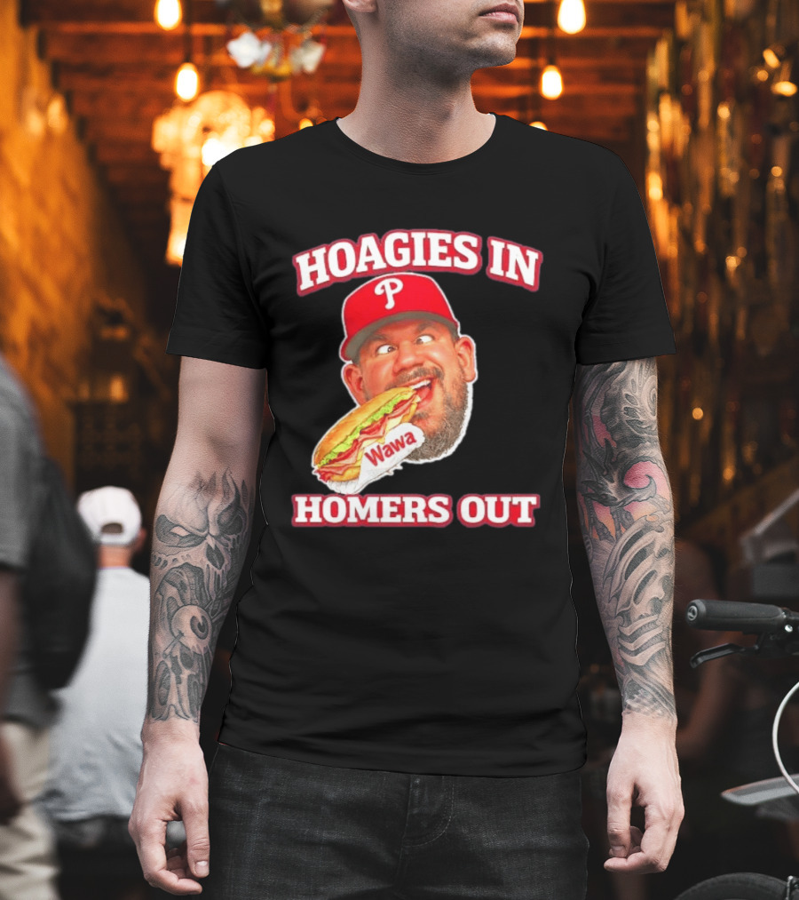 Hoagies In Homers Out Wawa Philadelphia Baseball Player Eating Sandwich T-Shirt