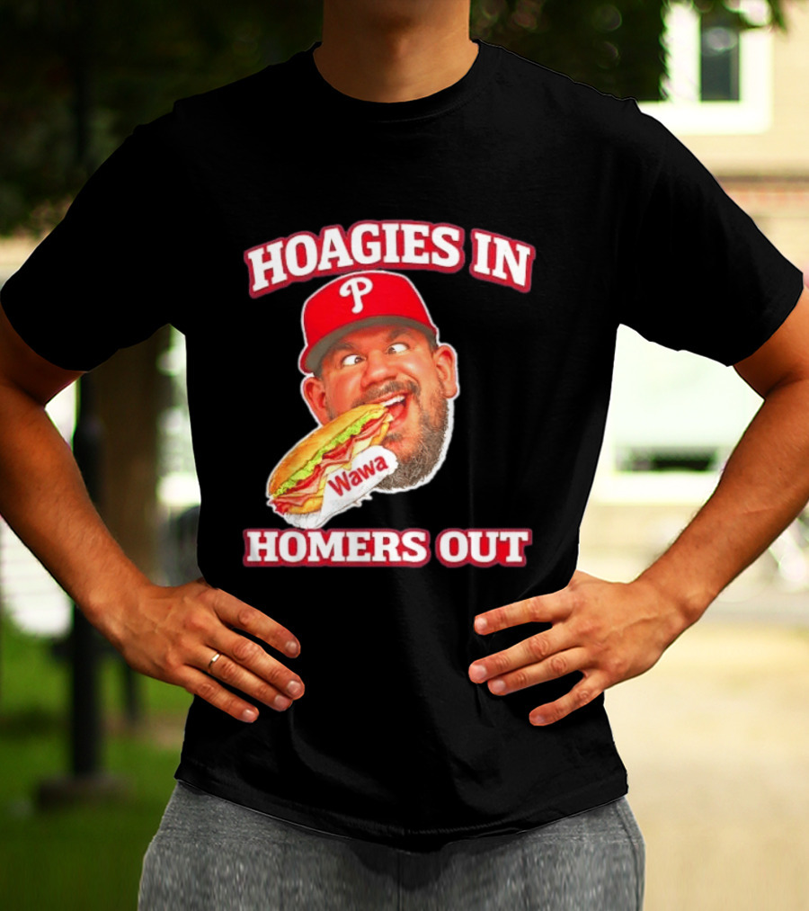 Hoagies In Homers Out Wawa Philadelphia Baseball Player Eating Sandwich T-Shirt