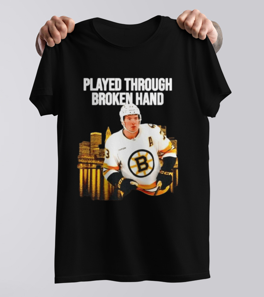 Charlie McAvoy Played Through Broken Hand Boston Hockey T-Shirt
