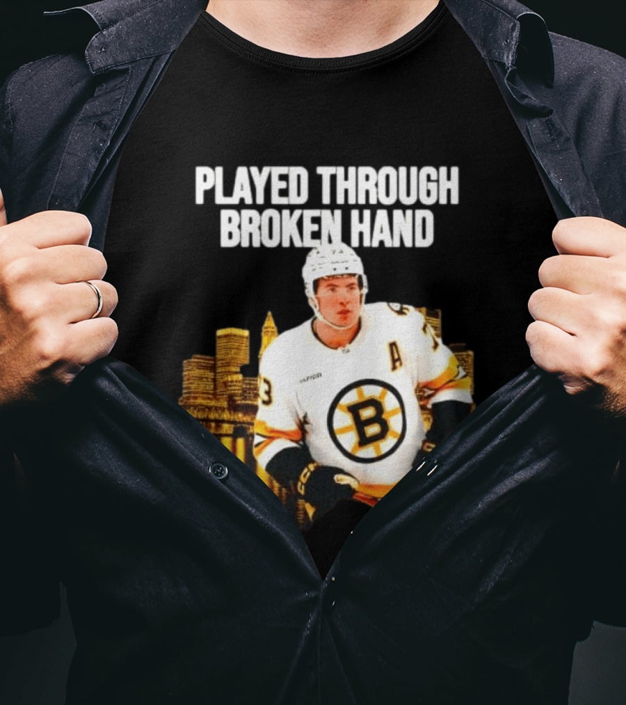 Charlie McAvoy Played Through Broken Hand Boston Hockey T-Shirt