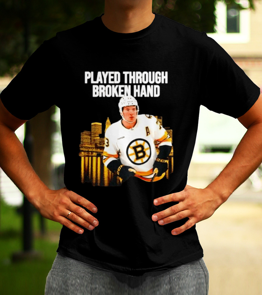 Charlie McAvoy Played Through Broken Hand Boston Hockey T-Shirt