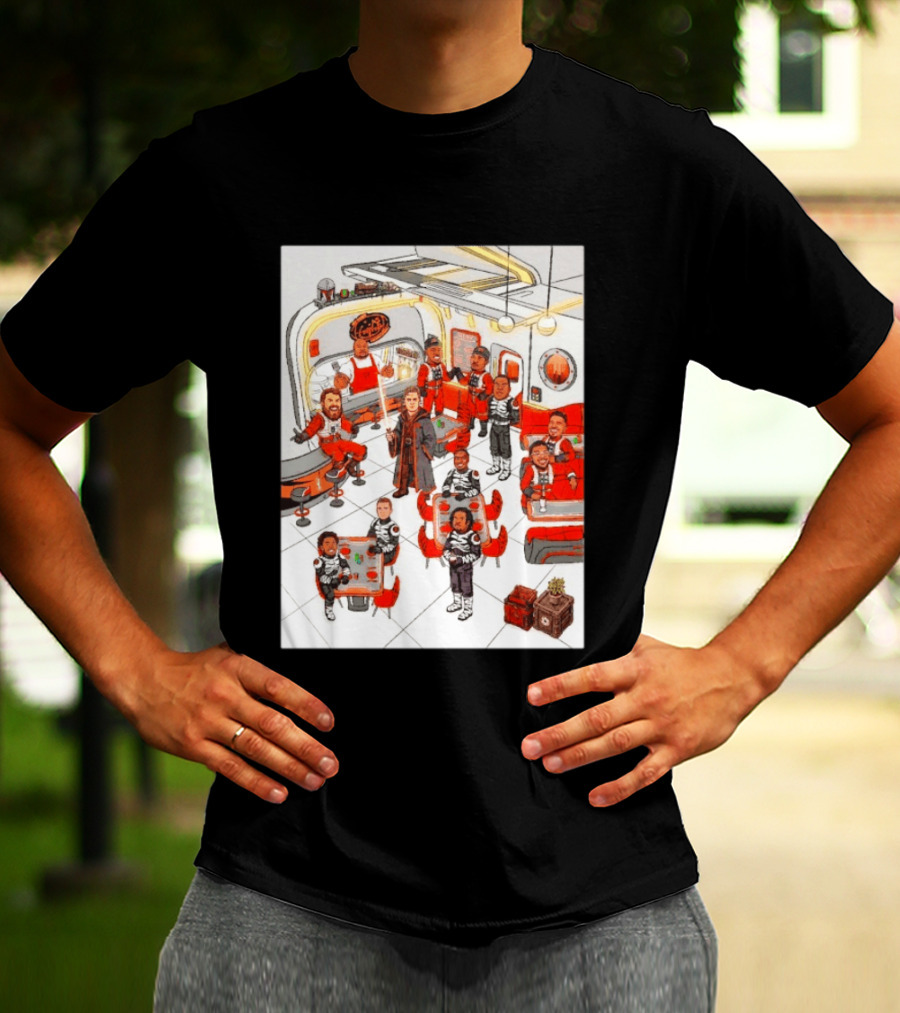 Cincinnati Bengals Star Wars Parody In Retro Diner Scene T-Shirt