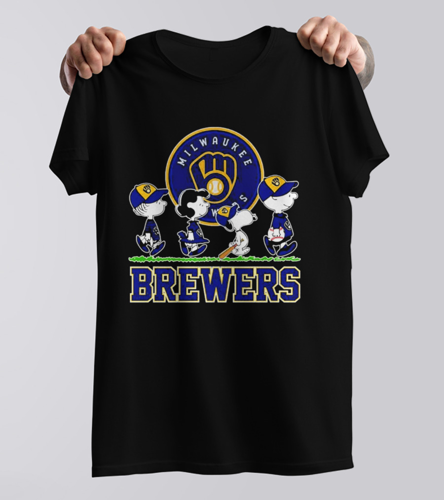 Milwaukee Brewers Peanuts Walking Characters 2026 Abbey Road T-Shirt