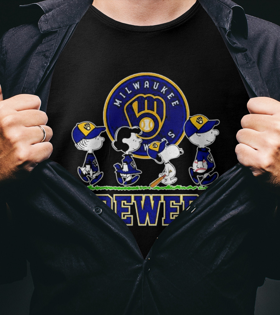 Milwaukee Brewers Peanuts Walking Characters 2026 Abbey Road T-Shirt