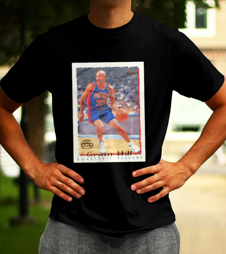 Detroit Pistons Grant Hill NBA Rookie Year 1994 Basketball Card T-Shirt
