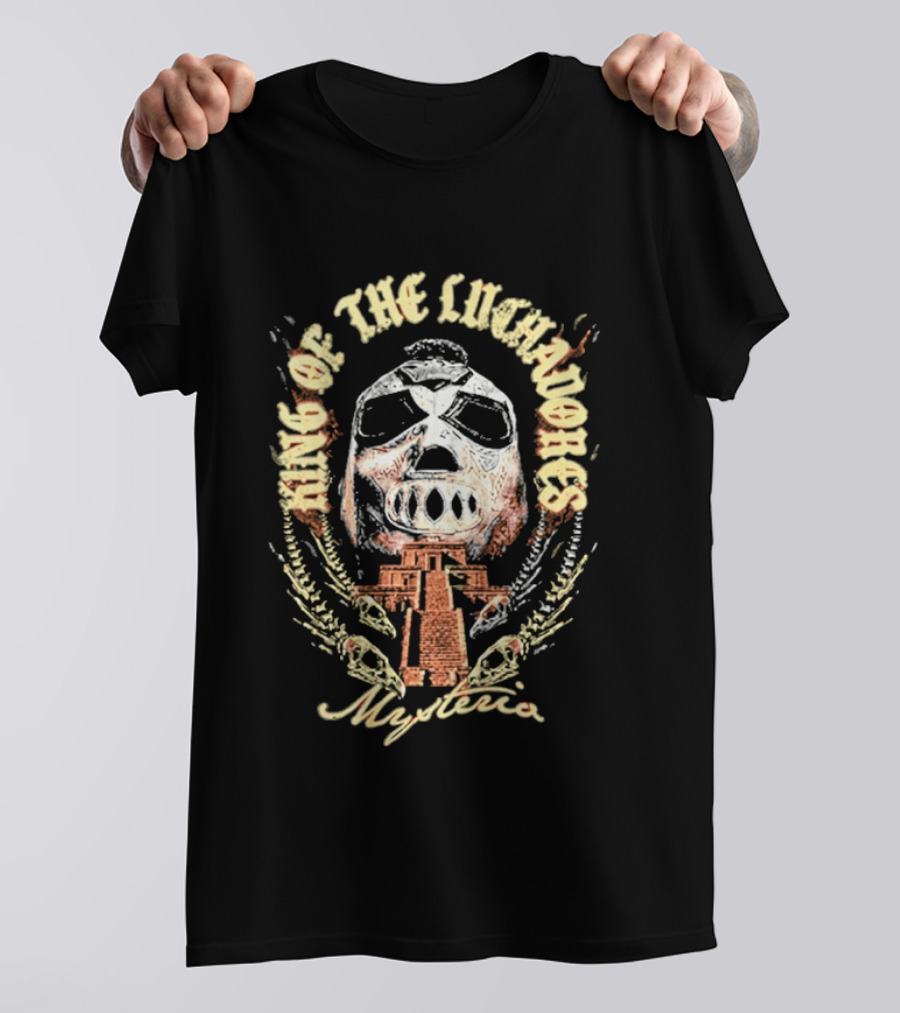 King Of The Luchadores Mysterio Aztec Pyramid Mask T-Shirt