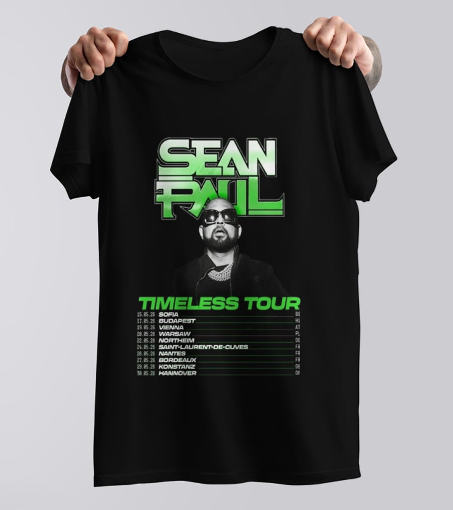Sean Paul Timeless Tour Sofia Budapest Vienna Warsaw 2026 T-Shirt