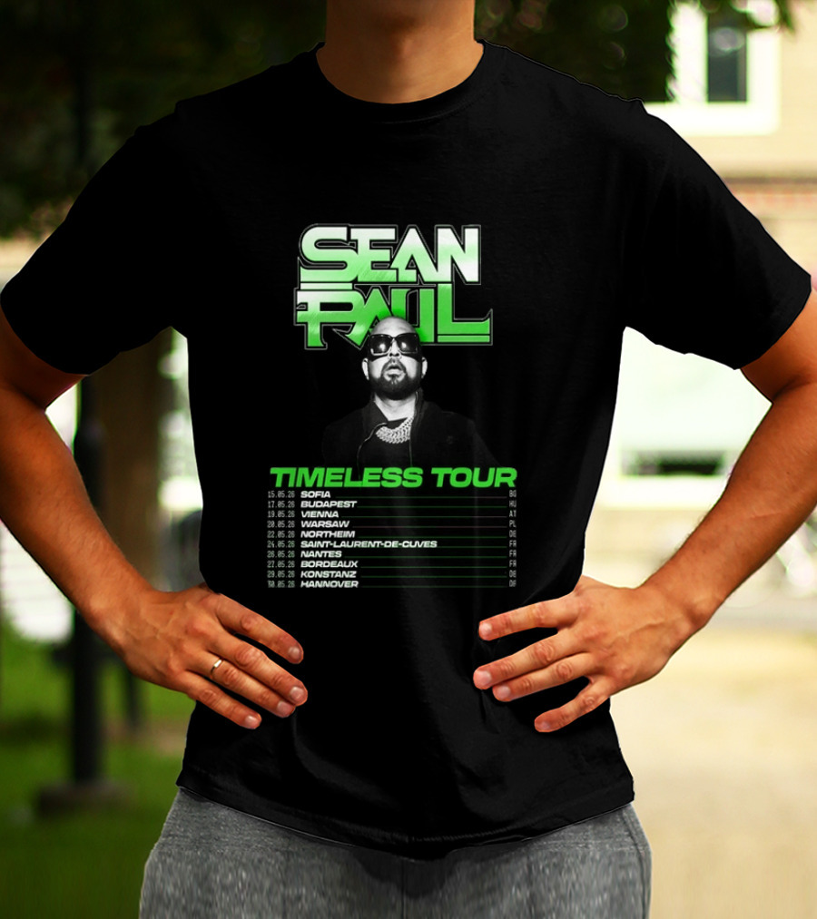 Sean Paul Timeless Tour Sofia Budapest Vienna Warsaw 2026 T-Shirt