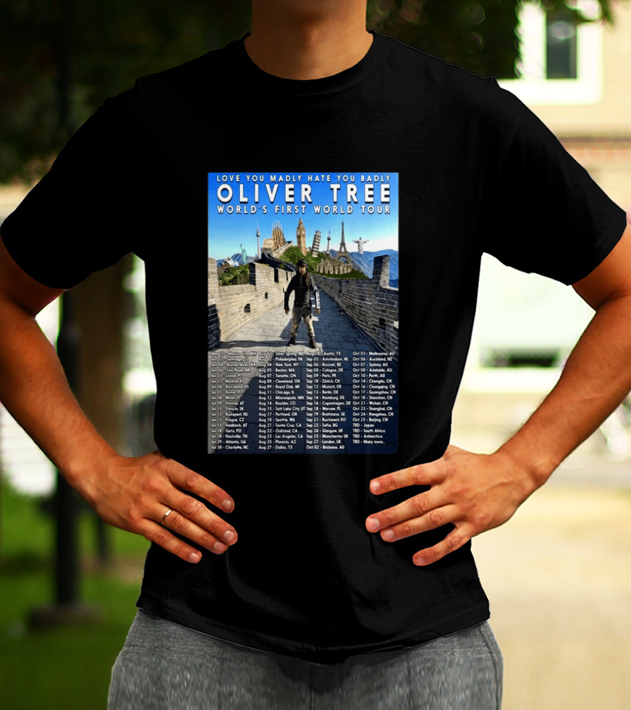 Oliver Tree World's First World Tour Love You Madly Hate You Badly Fall 2026 Tour Dates T-Shirt