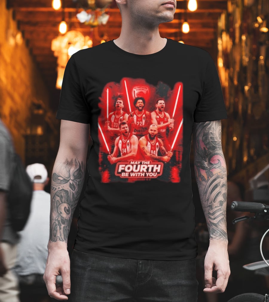 Olympiacos B.C Basketball May The Fourth Be With You Star Wars Players Lightsabers T-Shirt
