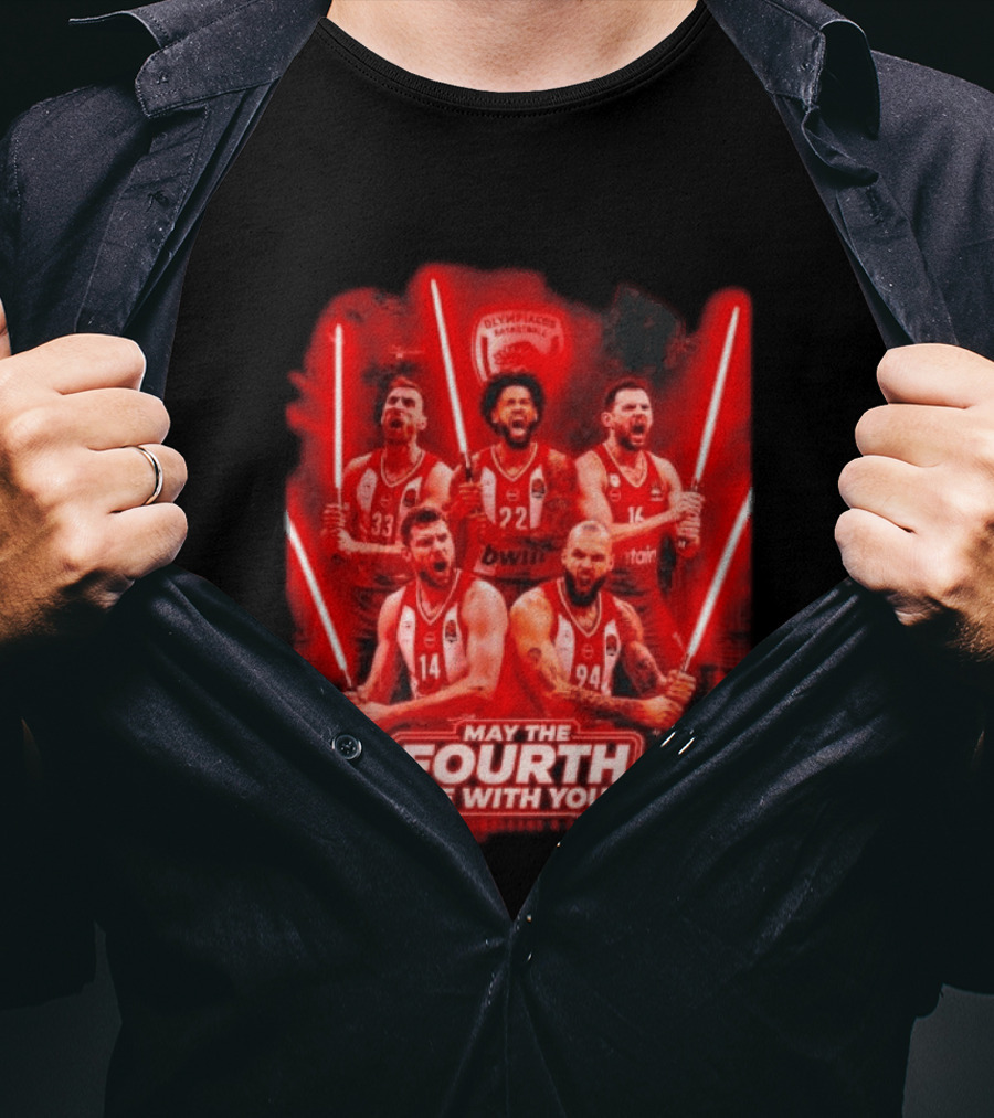 Olympiacos B.C Basketball May The Fourth Be With You Star Wars Players Lightsabers T-Shirt