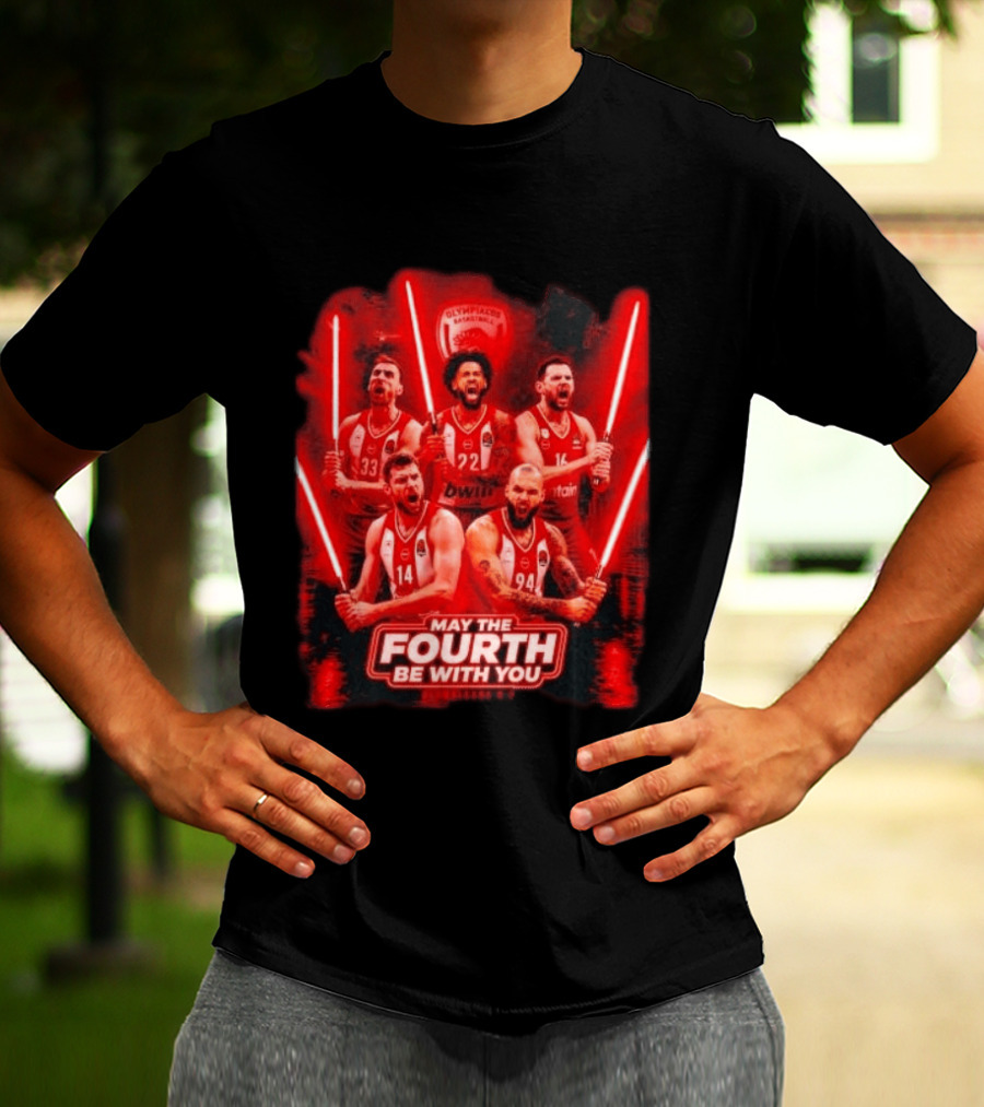 Olympiacos B.C Basketball May The Fourth Be With You Star Wars Players Lightsabers T-Shirt