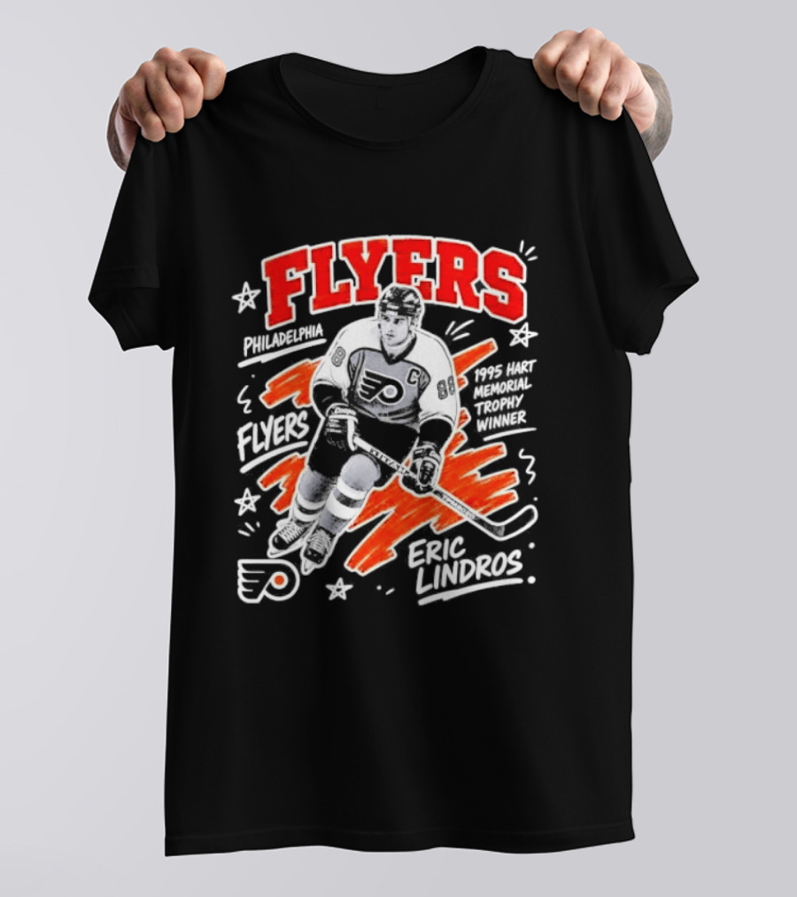Philadelphia Flyers Eric Lindros 1995 Hart Memorial Trophy Winner Hockey Legend T-Shirt