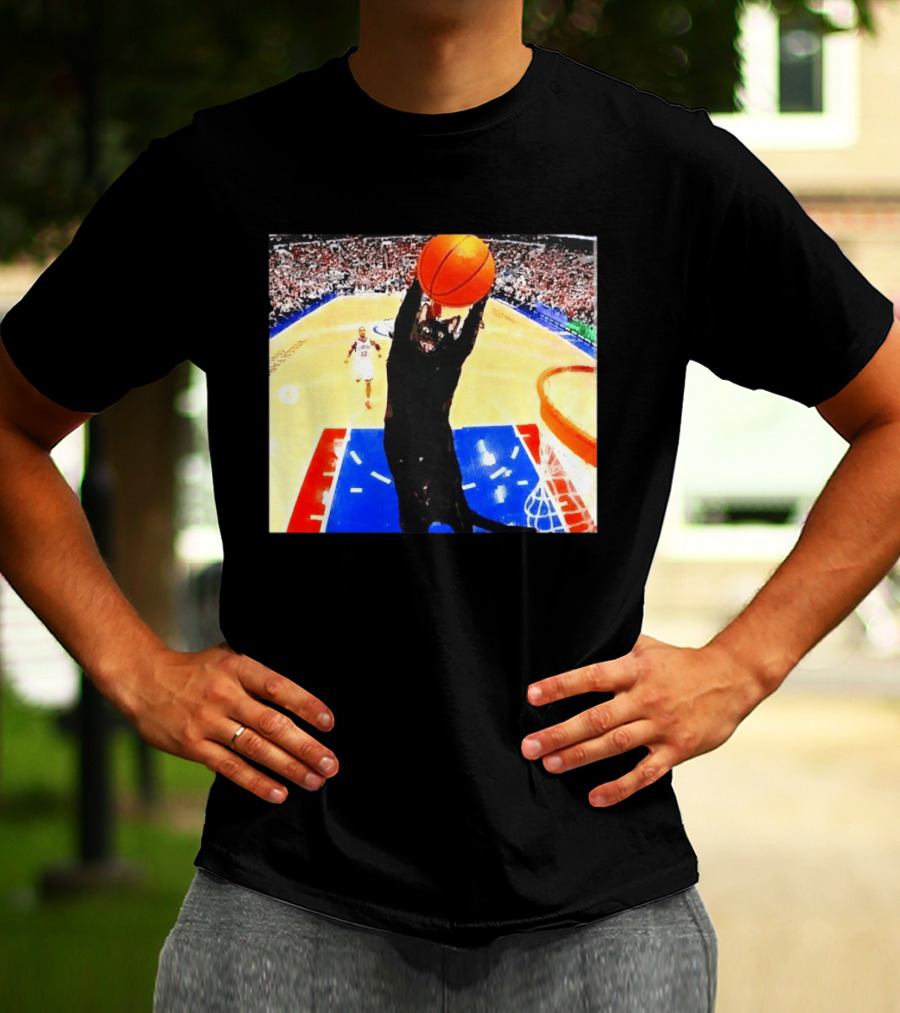 Philadelphia 76ers Black Cat Slam Dunk Basketball Meme T-Shirt