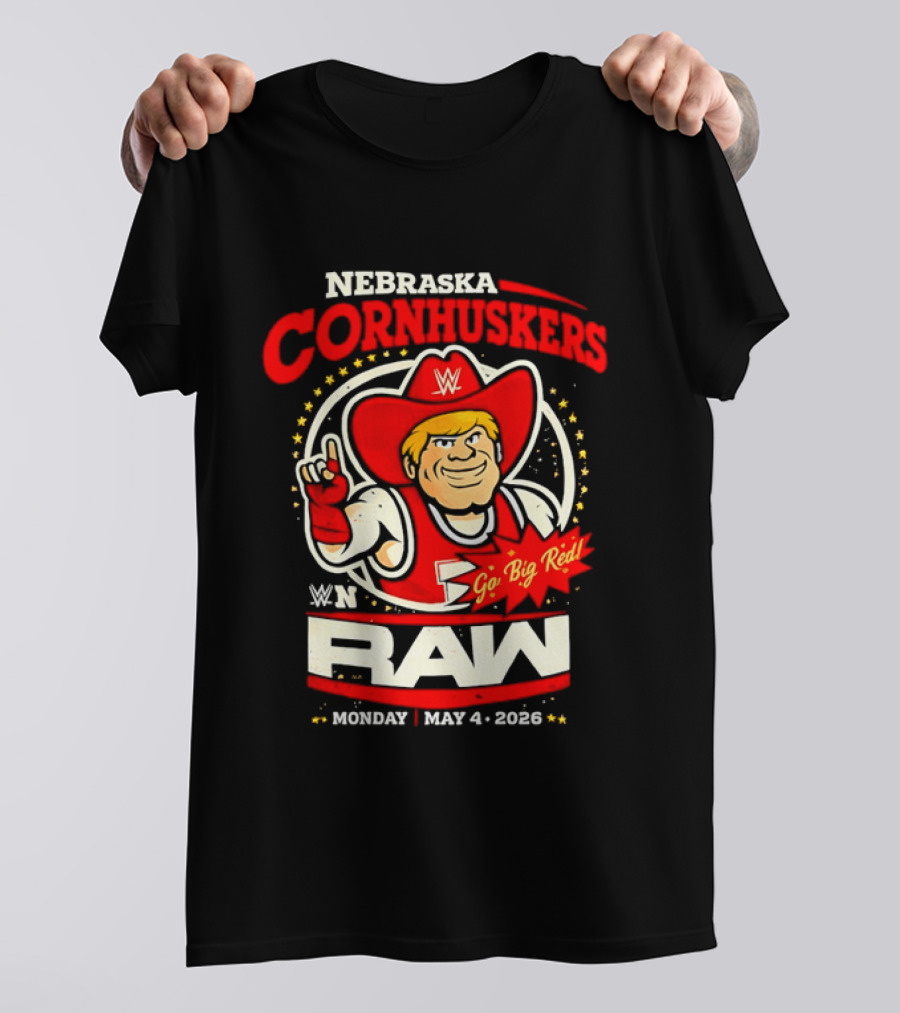 Nebraska Cornhuskers Herbie Husker WWE RAW Go Big Red May 4 2018 T-Shirt