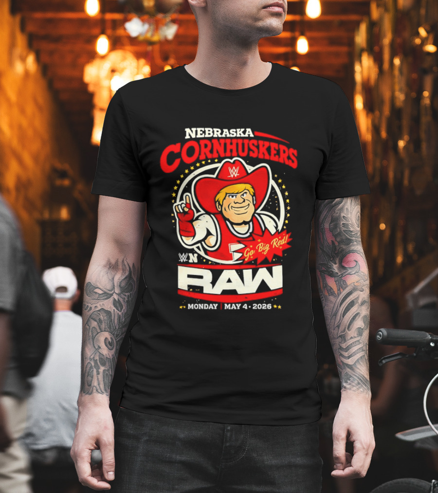 Nebraska Cornhuskers Herbie Husker WWE RAW Go Big Red May 4 2018 T-Shirt