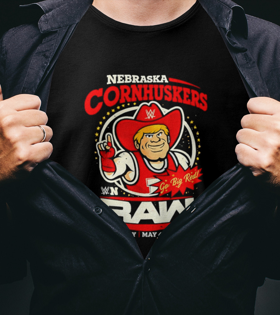 Nebraska Cornhuskers Herbie Husker WWE RAW Go Big Red May 4 2018 T-Shirt