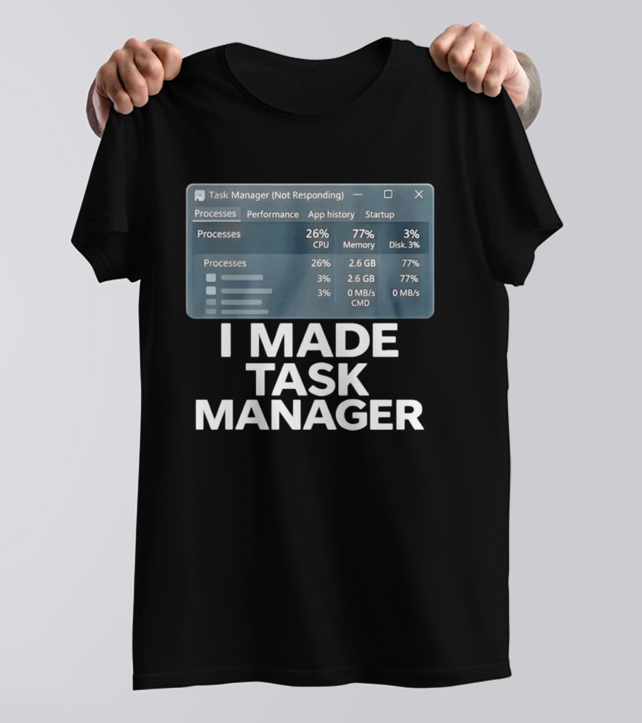 Task Manager Not Responding I Made Task Manager Processes Performance App History Startup T-Shirt