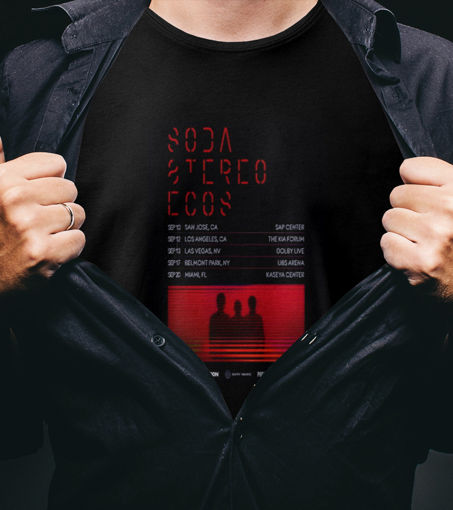 Soda Stereo Ecos 2026 Tour San Jose Los Angeles Las Vegas Belmont Park Miami Dates T-Shirt