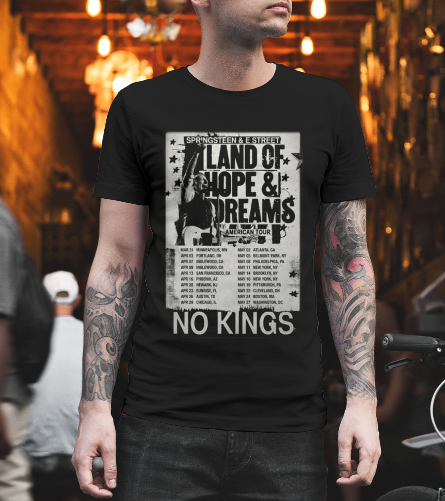 Springsteen E Street Band Land Of Hope & Dreams American Tour No Kings T-Shirt