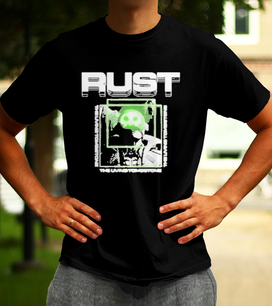 The Living Tombstone Rust Green Skull Gaming T-Shirt