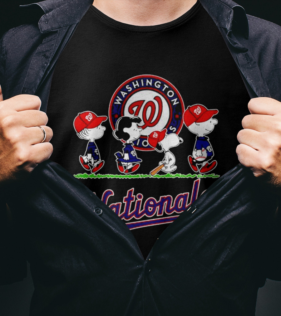 Washington Nationals Peanuts Characters Abbey Road Walking 2026 T-Shirt