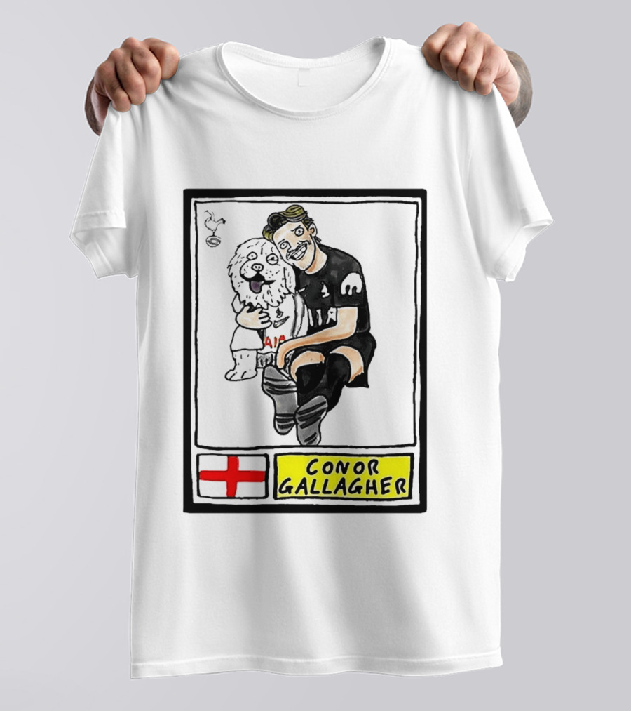 Conor Gallagher Hugging Dog With England Cross And Spurs T-Shirt