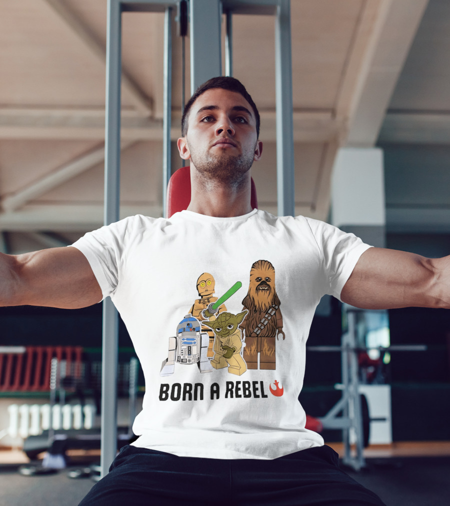 Born A Rebel Star Wars LEGO Characters Yoda Chewbacca R2 D2 C 3PO T-Shirt