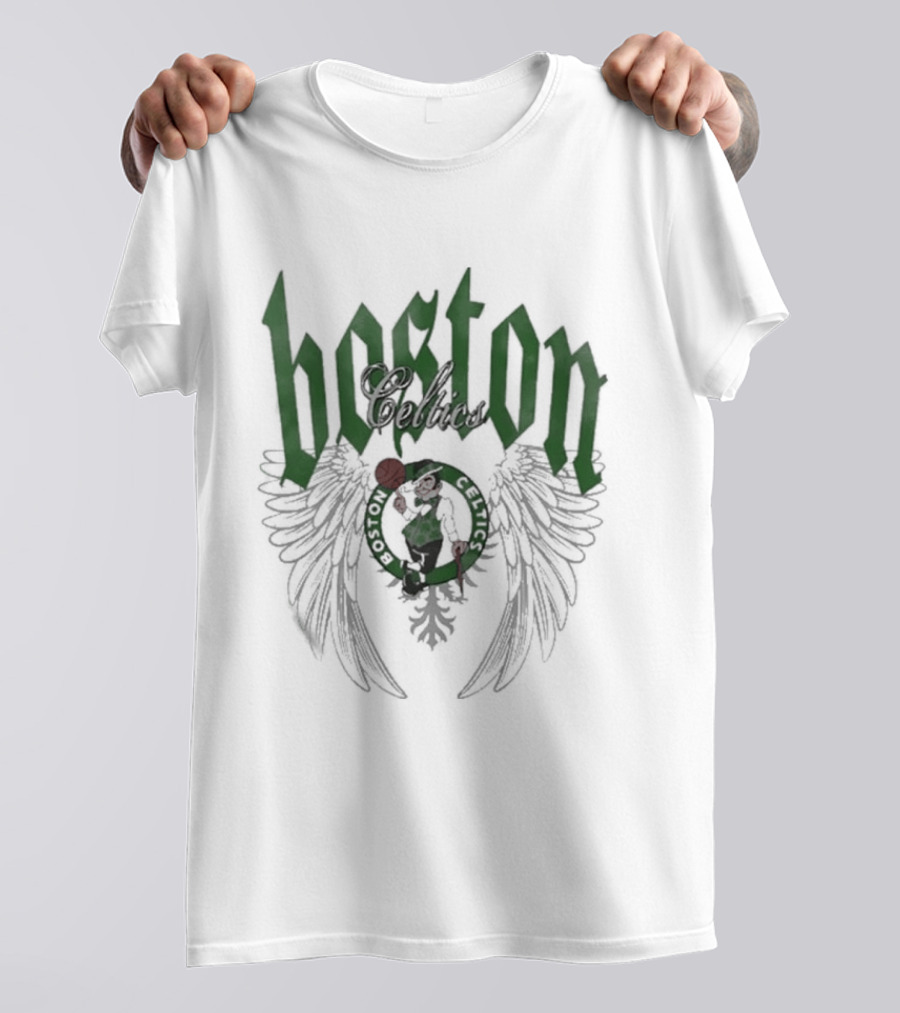 Boston Celtics Basketball Old English Winged Shamrock T-Shirt