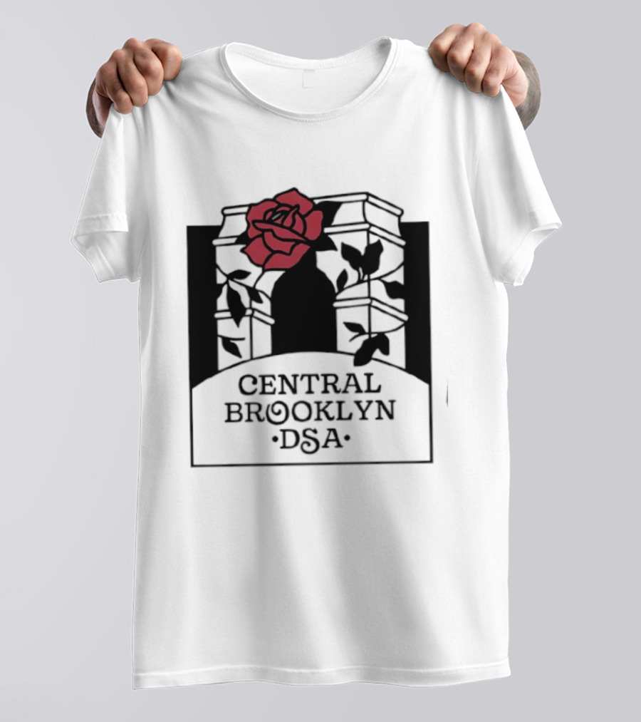 Central Brooklyn DSA Red Rose And Arch T-Shirt