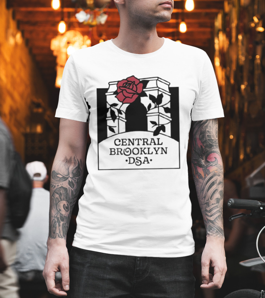 Central Brooklyn DSA Red Rose And Arch T-Shirt